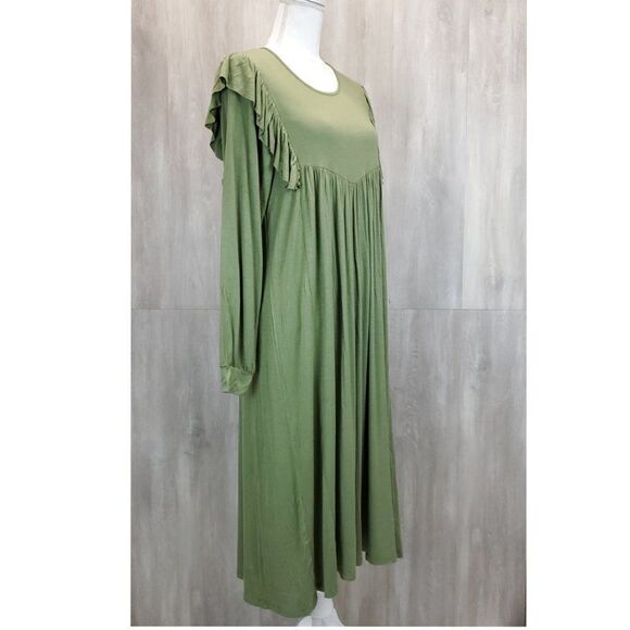 People of Leisure Hannah Green Ruffle Sleeve Midi Dress H-0201a - Picture 3 of 10